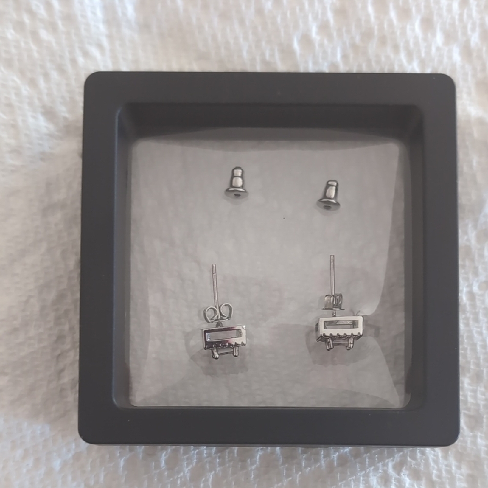 Moissonite Sterling Silver Stud Earrings - Picture 2 of 3